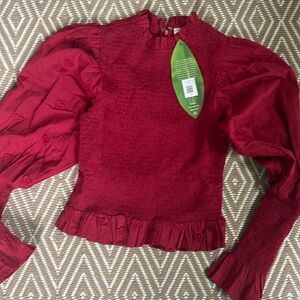 Farm rio burgundy ruched hearts top